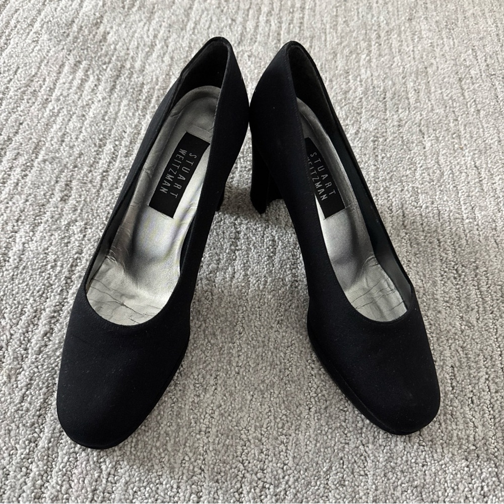 Vintage Stuart Weitzman Black Women's Block Heels Pumps Sz 8